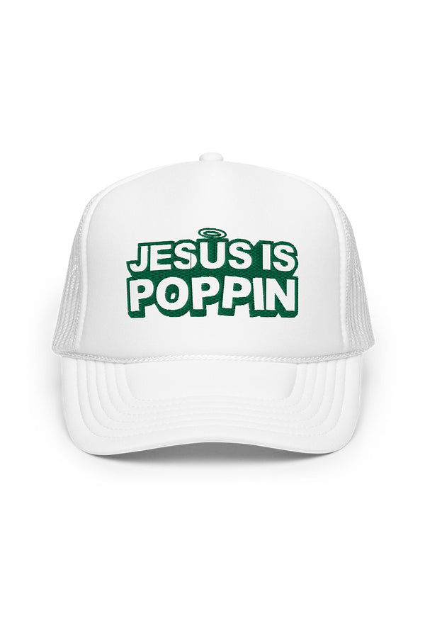 Jesus Is Poppin' White Trucker Hat
